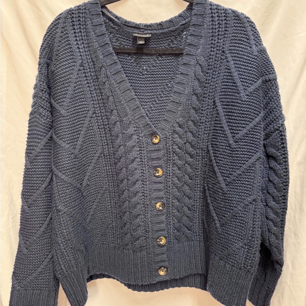 Torrid Deep Blue Cable Knit Cardigan - Picture 4 of 12